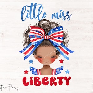 Coquete Pequena Miss Liberdade PNG, PNG Patriótica, Camiseta Infantil 4 de Julho, Design de Sublimação Americana em Aquarela, Dia da Independência PNG