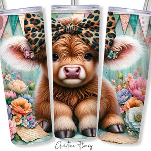 Highland Cow Mothers Day Tumbler Wrap PNG, 20 oz Skinny Tumbler Sublimation, Highland Cow Tumbler Wrap, Mothers Day PNG, Digital Download