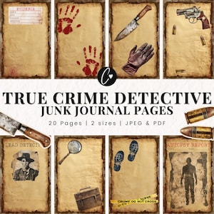 True Crime Detective Junk Journal Pages, Vintage Detective, Printable Junk Journal Page, True Crime Junk Journal, Journal Pages Ephemera