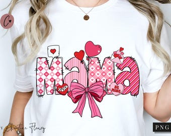 Valentine Mama Coquette PNG, Valentines Png, Pink Bow png, Pink Mama, Valentines Day png, Mama Valentines Mama Sublimation, Retro valentine