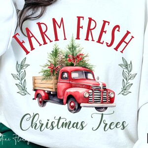 Arbres de Noël frais de la ferme PNG, festif PNG, Noël Girly Png, Design en sublimation père Noël, Jolly Holiday Png, téléchargement numérique