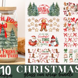 Kokette Weihnachten Libbey Glasverpackung PNG, Weihnachten PNG, Weihnachtssublimationsdesign, 16 Unzen Glasdose, digitaler Download