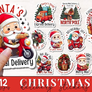 Weihnachtslieferungen-Aufkleber-Bündel, druckbare Weihnachtsaufkleber, Aufkleber für kleine Unternehmen, Weihnachten PNG für kommerzielle Nutzung