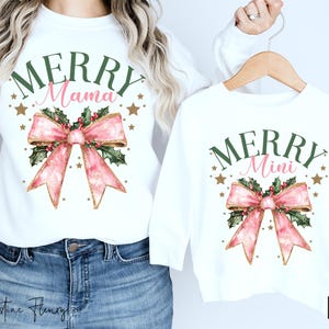Merry Mama & Mini Coquette Natal PNG, Natal Rosa PNG, Natal Mamãe e eu Png, Design de Sublimação de Natal, Merry Mama Png