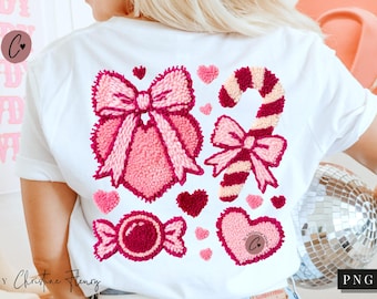 Girly Valentine Faux Latch Hook PNG, Faux Crochet Valentine's Day Shirt Design, Valentine PNG Digital Download, Preppy Coquette PNG