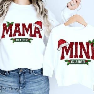 Glitter Mama Clause & Mini Matching Natal PNG, Mama PNG, Natal Mamãe e eu Png, Design de Sublimação de Natal, Mama Clause Png