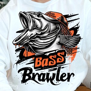 Bass Brawler Fishing png, vissen papa png, vaderdagshirt, ontwerp vissen sublimatie, vaderdag bas png, digitale download