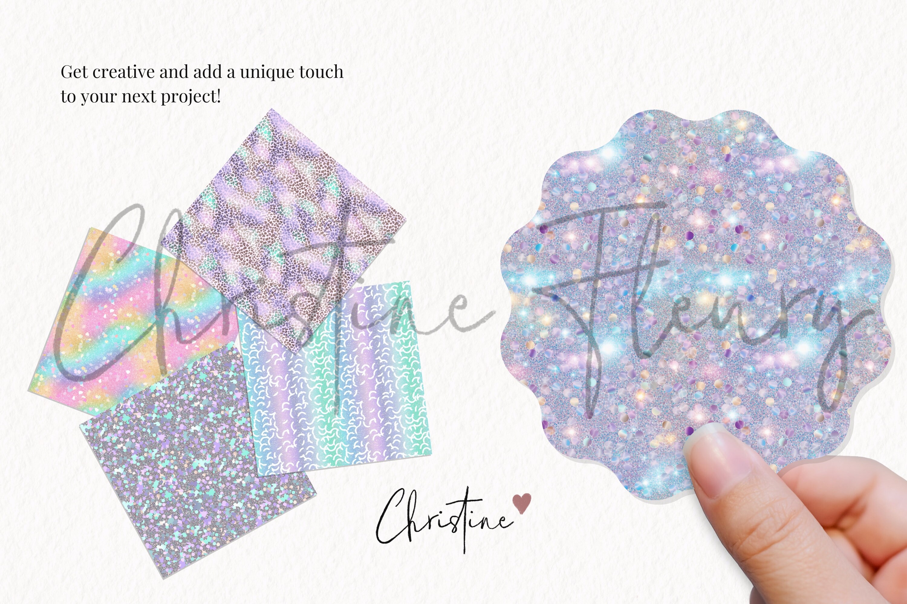 Seamless Iridescent Glitter Digital Paper, Glitter Patterns, Printable ...