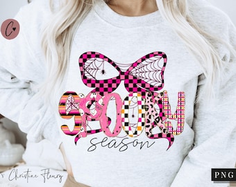 Preppy Spooky Season PNG, Halloween PNG, Coquette Bow PNG, Halloween Sublimation Design, Digital Download