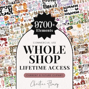 Whole Shop Mega Clipart Bundle, Unlimited Lifetime All Access Pass, Entire Store Clip Art, Digital Download, Cute Watercolor Commercial Use