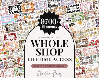 Whole Shop Mega Clipart Bundle, Unlimited Lifetime All Access Pass, Entire Store Clip Art, Digital Download, Cute Watercolor Commercial Use