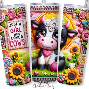 3D nur ein Mädchen, das Kühe liebt PNG, Kuh Tumbler PNG, Farm Girly Sublimation PNG, sofortiger digitaler Download