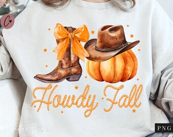 Coquette Howdy Fall PNG, Coquette PNG, Western Png, Fall Sublimation Design, Cowboy Png, Digital Download