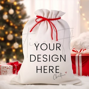 Santa Sack Mockup with Red Strings, Santa Bag Mockup, Christmas SVG Mockup, Christmas Mockup, Digital Download