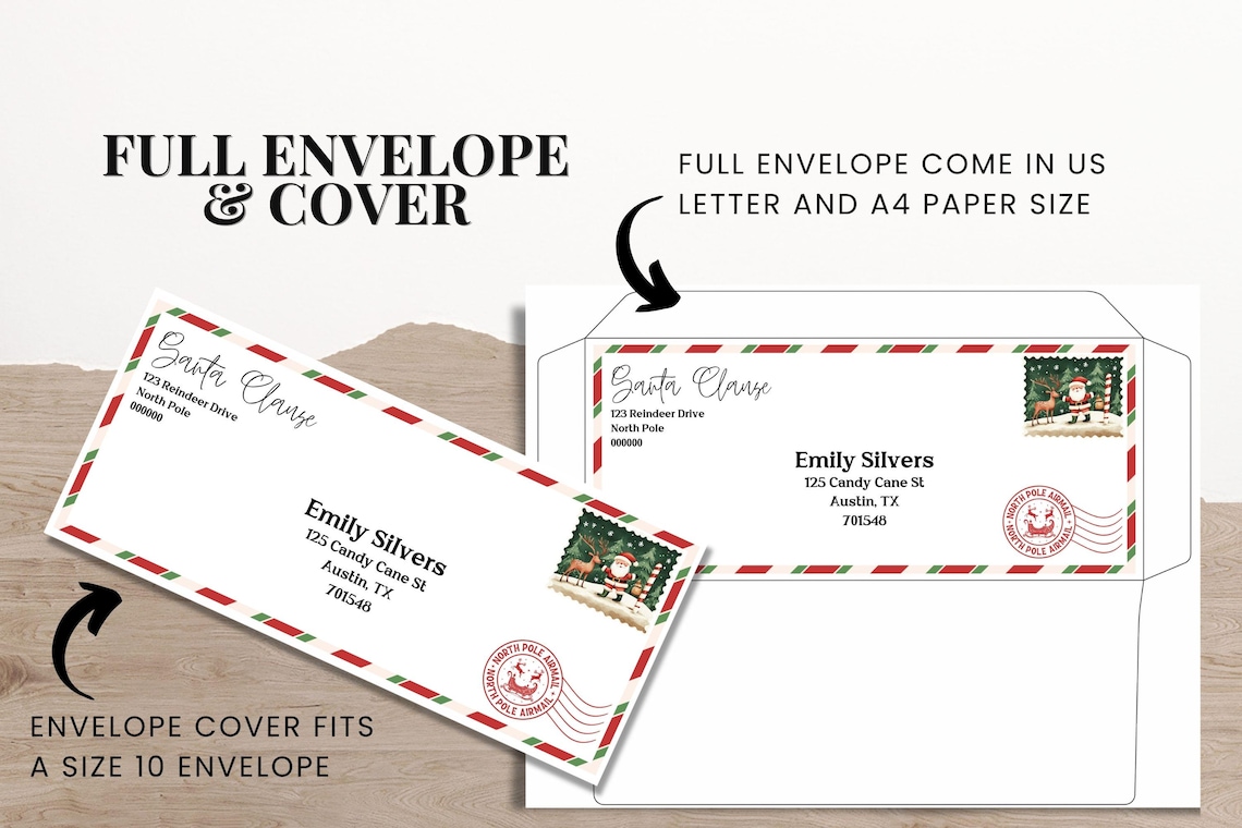 Editable Letter From Santa Envelope Template, Canva Template Printable ...