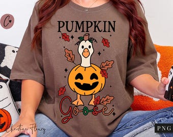 Pumpkin Goose Halloween PNG, Spooky Season Png, Goose Sublimation Design, Funny Halloween Goose, Fall Shirt Halloween Sublimation