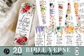 20 Bible Verse Bookmark Bundle, Printable floral bookmark, Christian Png, Inspirational Bookmark, Printable Christian Art, Bible Bookmark