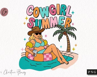 Cowgirl Summer PNG, Cowgirl Png, Preppy Summer Western Png, Coastal Cowgirl Tshirt, Spring Break Png, Beach Sublimation