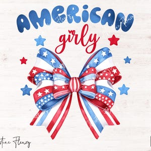Kokette American Girly 4. Juli PNG, Vaterländische PNG, Kinder 4. Juli Hemd, Aquarell Amerika Sublimationsdesign, Unabhängigkeitstag Png