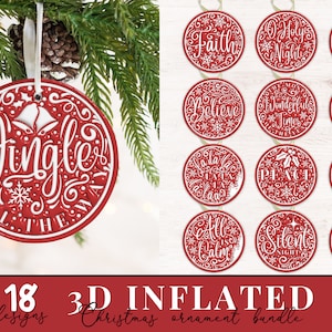 Bundle gonflé de boule de Noël 3D, sublimation d'ornement gonflé, sublimation de Noël PNG, téléchargement numérique de conception de sublimation