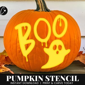 Boo Ghost Pumpkin Stencil, Printable Pumpkin Stencil, Jack O Lantern, Pumpkin Carving Stencil, Halloween Crafts, Pumpkin Stencil Halloween