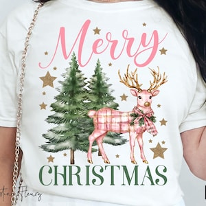 Rosa Frohe Weihnachten Rentier PNG, Rosa Weihnachten PNG, Rosa Rentier Png, Kokette Weihnachtssublimationsdesign, Girly Weihnachten Png