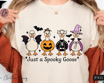 Just a Spooky Goose Halloween PNG, Spooky Season Png, Goose Sublimation Design, Funny Halloween Goose, Fall Shirt Halloween Sublimation
