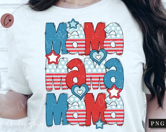 Doodle 4th Of July Mama PNG, American Mama PNG, 4th Of July Png, Patriotic Mama Sublimation Design, Independence Day Sublimation