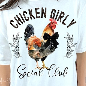 Huhn Girly Social Club PNG, Bauernhaus PNG, Bauernhof Girly Png, Huhn Sublimationsdesign, Mädchen, das Hühner liebt Png, digitaler Download