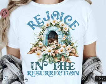 Pascua: ¡Regocijaos en la Resurrección! PNG, PNG cristiano, Sublimación de primavera, Versículo bíblico PNG, Él ha resucitado PNG, Sublimación digital