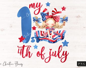 Mijn eerste 4 juli PNG, patriottische PNG, 4 juli-shirt voor kinderen, aquarel Amerika sublimatie ontwerp, Independence Day, digitale download