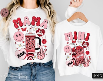 Retro Mama Mini Matching Valentines PNG, Sublimation Valentine's Day PNG, Retro Valentine Sublimation, Mommy and Me PNG, Digital Download