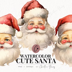 Aquarell süße Weihnachtsmann Clipart, Aquarell Weihnachtsmann Clipart, Weihnachten PNG, PNG Sofortiger Download für kommerzielle Nutzung