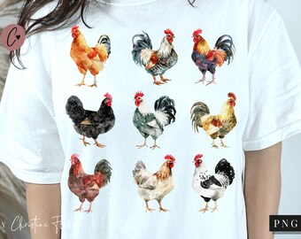 Farmhouse Chickens PNG, Boho Chickens PNG, Farm Girly Png, Chicken Sublimation Design, Girl Who Loves Chickens Png, Digital Download