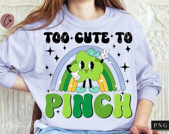 Bleu trop mignon pour pincer PNG, St Patricks PNG, trèfle porte-bonheur, garçon fille St Patrick PNG, St Patrick sublimation, téléchargement numérique
