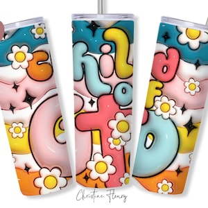3D aufgeblasenes Kind Gottes Tumbler Wrap PNG, 20 Unze Skinny Tumbler Sublimation, christlicher Tumbler Wrap, religiöses PNG, 3D Christmas Puff