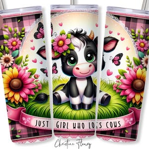 Just A Girl Who Loves Koeien Tumbler Wrap PNG, Koe Tumbler PNG, Farm Girly sublimatie PNG, Instant Digitale Download