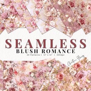 Naadloos Blush Romantiek Digitaal Papier, Romantische Bloemenpatronen, Afdrukbaar Bloemenpapier, Sublimatieachtergrond voor commercieel gebruik