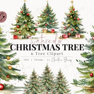 Sapin de Noël aquarelle Clipart, clipart Noël aquarelle, arbre PNG, PNG téléchargement immédiat pour usage commercial