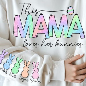 Pastello Questa mamma ama i suoi coniglietti Manica PNG, Pasqua PNG, Coniglietto pasquale mamma, Mama Sleeve Designs Png, Sublimazione pasquale, Download digitale
