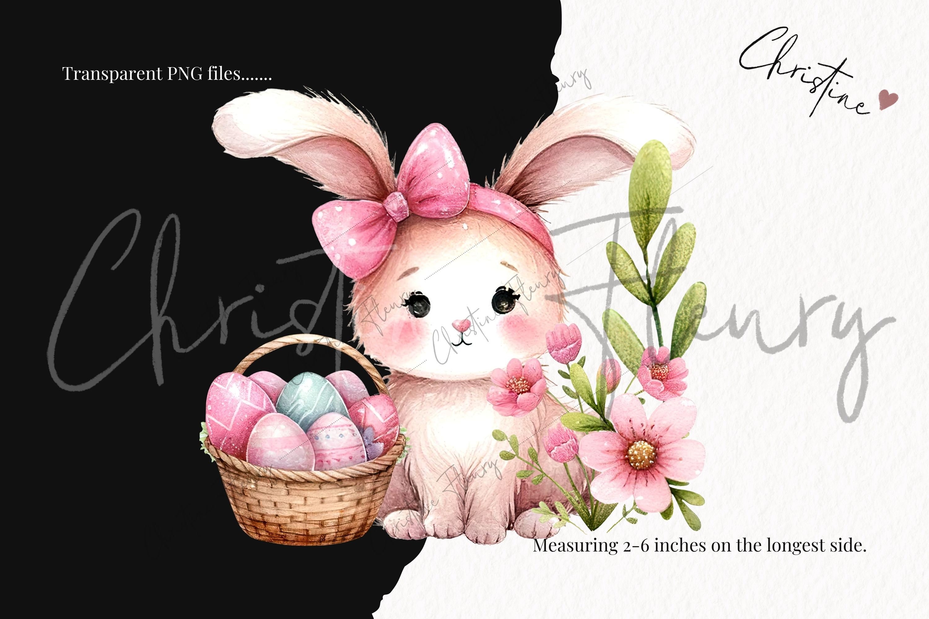 Watercolor Cute Easter Clipart Set, Spring PNG, Easter PNG, Cute Bunny ...