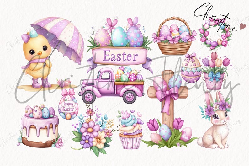 Pastel Easter Clipart Bundle, Easter PNG, Cute Easter Clipart, Kids ...