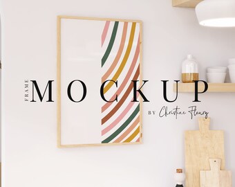 Modern Boho Kitchen Frame Mockup, Neutral Wood Frame Mockup, Minimal Frame Mockup, Boho Farmhouse Frame Mockup, Print Mockup, Poster Mockup