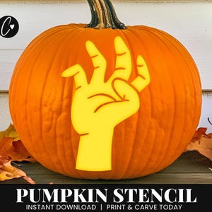 Zombie Hand Pumpkin Stencil, Printable Pumpkin Stencil, Jack O Lantern, Pumpkin Carving Stencil, Halloween Crafts, Pumpkin Stencil Halloween
