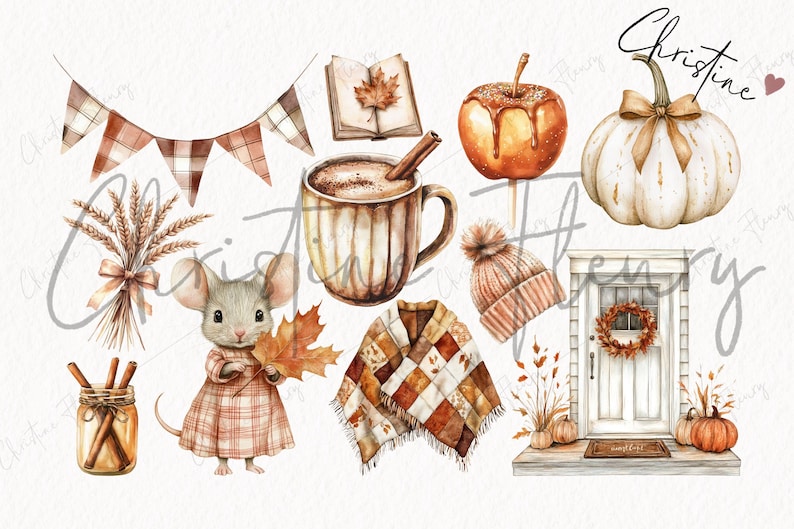 Cozy Fall Clipart Bundle, Watercolor Fall Png, Cozy Fall Clipart, Cozy ...