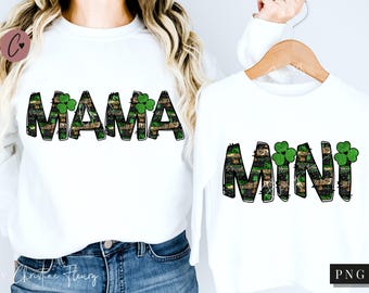 St Patrick's Day Mama And Mini PNG, St Patricks PNG, Retro Lucky Mama Mini, Mama Faux Glitter, St Patrick Sublimation, Digital Download