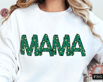 Leopard Shamrock Mama PNG, St Patricks PNG, Lucky Mama, Mama Doodle Png, St Patrick Sublimation, Digital Download