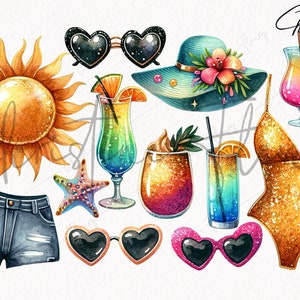 Beach Babe Clipart, Summer PNG, Watercolor Babe PNG, Pool PNG Instant ...