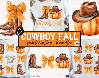 Coquette Cowboy Fall PNG Sublimation Bundle, Howdy PNG, Western Png, Fall Sublimation Design, Cowboy Png, Digital Download