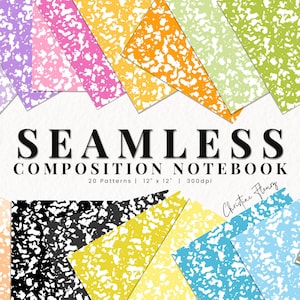 Seamless Composition Notebook Digital Paper, School PNG, Seamless School Background, Back To School Printable, Printable Scrapbook Paper